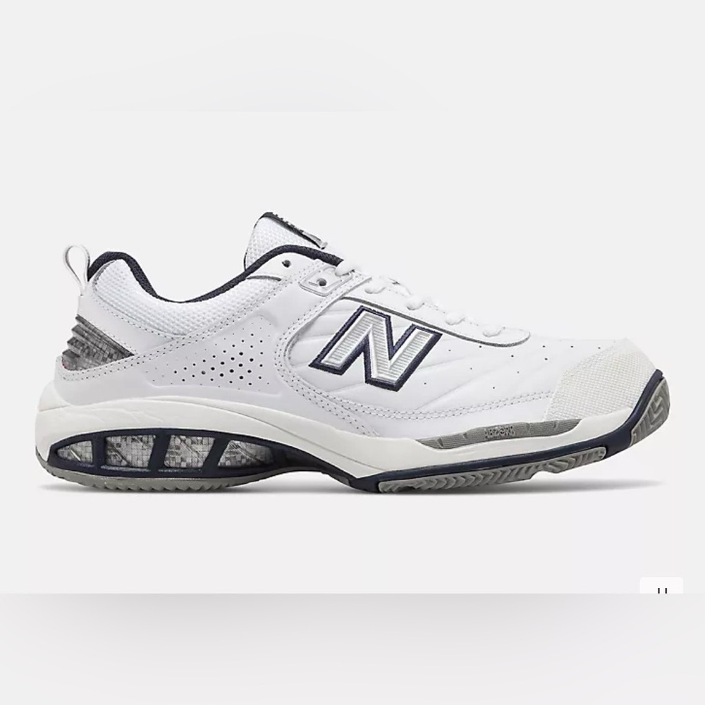 New Balance 806 Tennis Hard Court White & Navy Sneakers 9.5 Wide